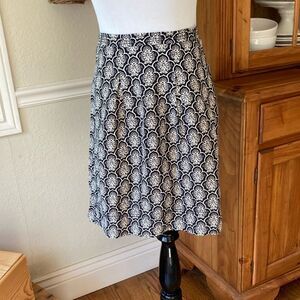 Loft Women’s 14 Linen Blend Black/White Business Casual Floral Print Skirt
